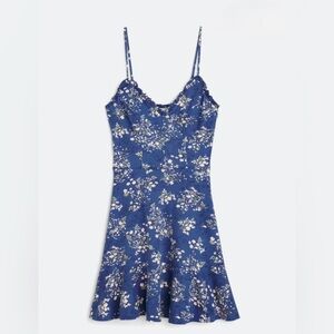 NWT  Nine Britton  Blue Floral Spaghetti Strap Mini Dress - XS